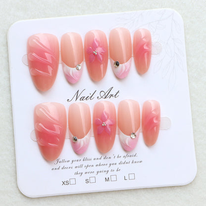 Floral Embellished Press-On Nail Set Acalora