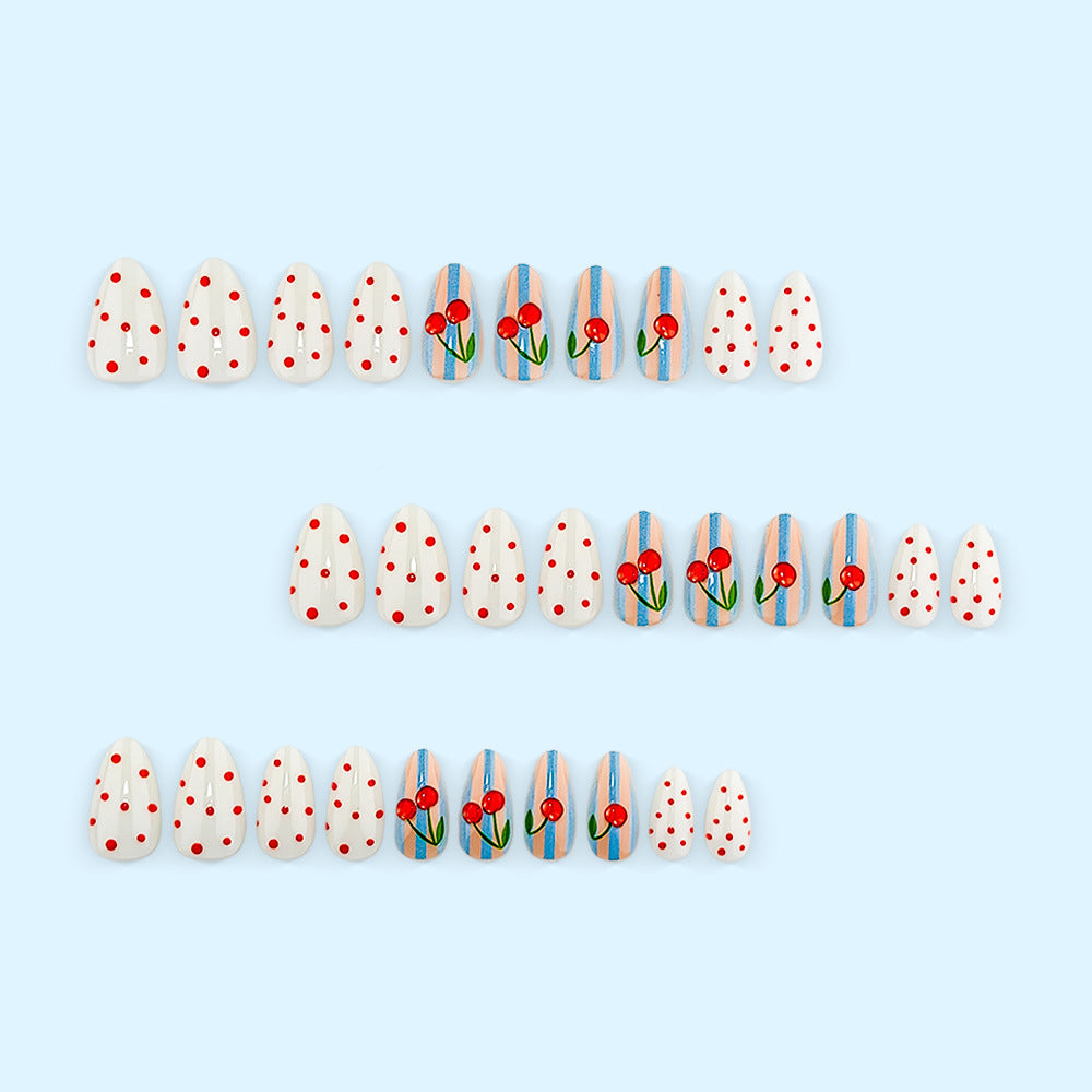 Artificial nails with fruity cherry design Acalora