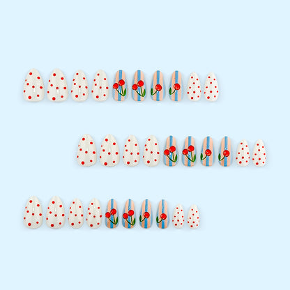 Artificial nails with fruity cherry design Acalora