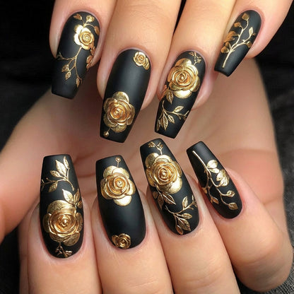 Artful nail tips with floral accents Acalora
