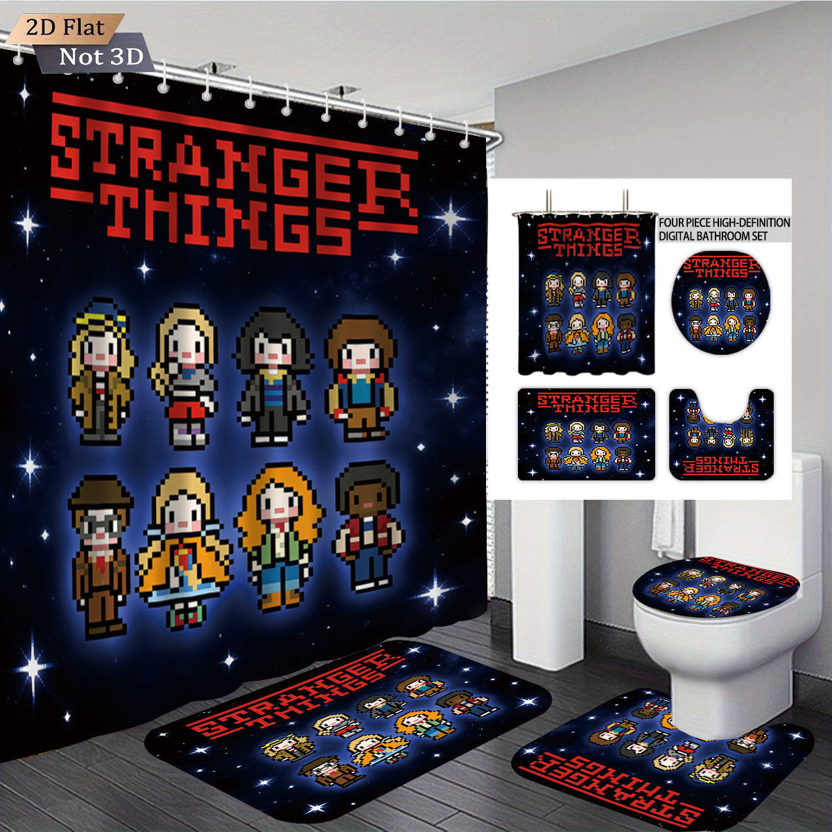 Stranger Things Adventure-Themed Digital Bathroom Set