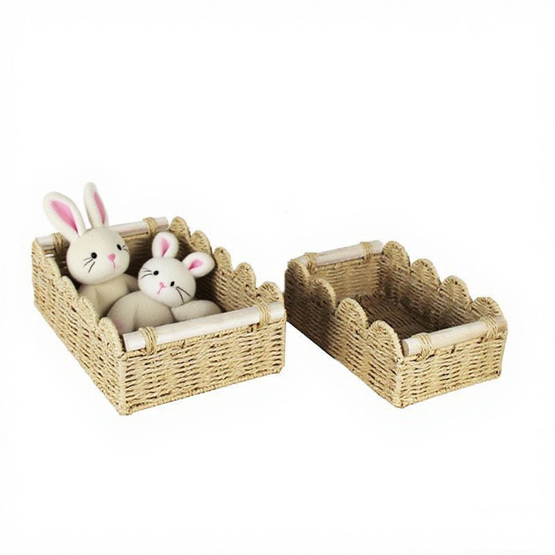 Scalloped Woven Storage Basket Acalora