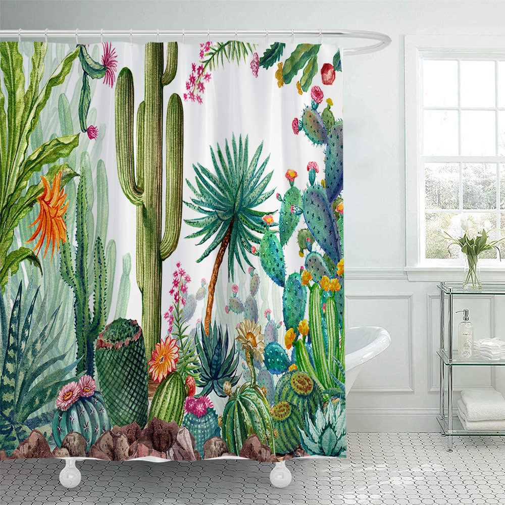 Cactus Garden-Themed Shower Curtain