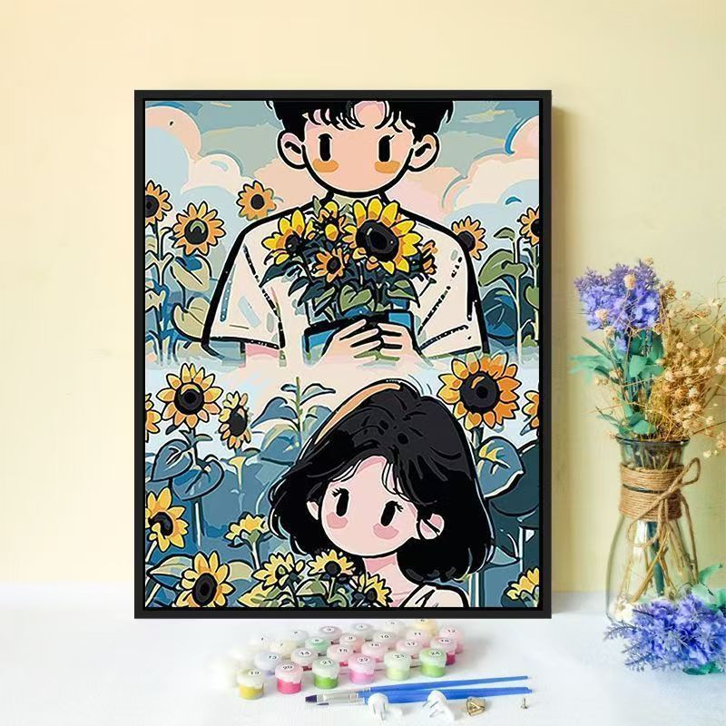 Playful Illustrated Couple Wall Art