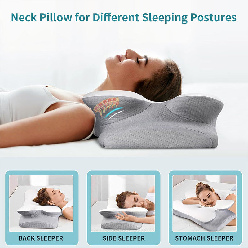 Skanto | Orthopedic Memory Foam Pillow for Neck Pain – Ergonomic Contour Cervical Support Pillow for Side, Back & Stomach Sleepers