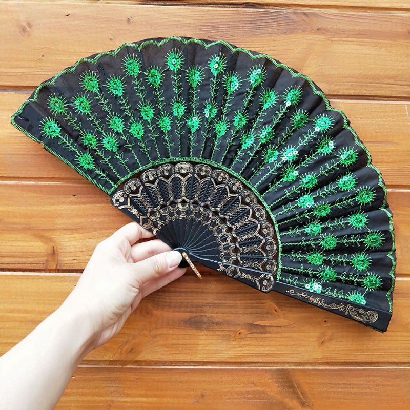 Ladies' handmade fan with fine embroideries Brehn