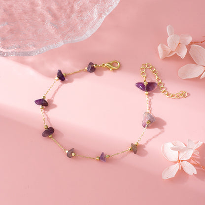 Rose Quartz Charm Anklet Acalora