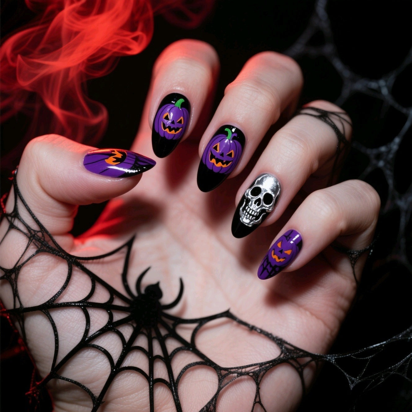 Artificial nails with creepy skull design Acalora