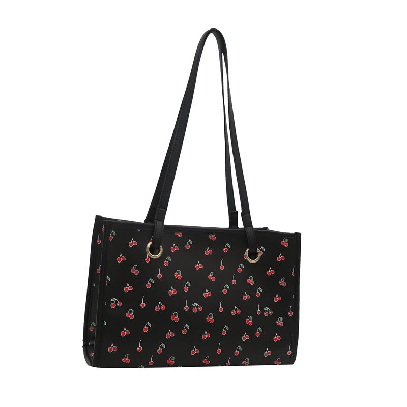 Playful Cherry Print Tote Bag Acalora