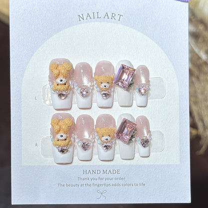 Cute Animal-Inspired Press-On Nail Art Set Acalora
