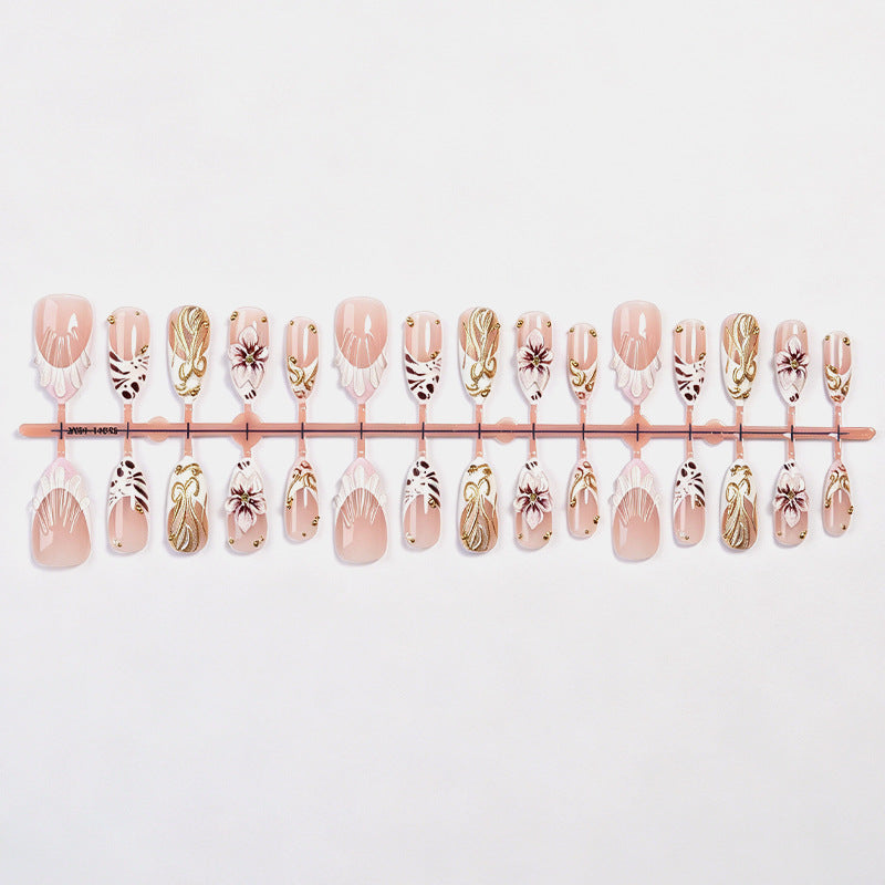Elegant Floral Themed Press-On Nail Art Acalora