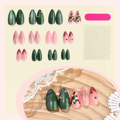 Holiday-Themed Press-On Nail Art Set with Decorative Christmas Elements Acalora