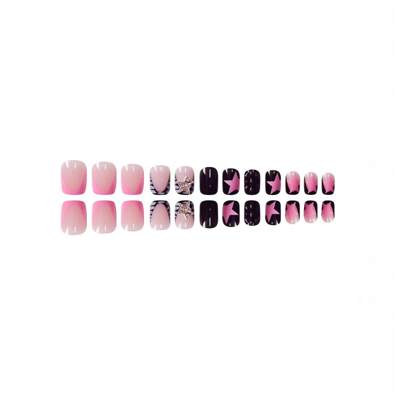Artistic Press-On Nail Set with Star and Gem Accents Acalora