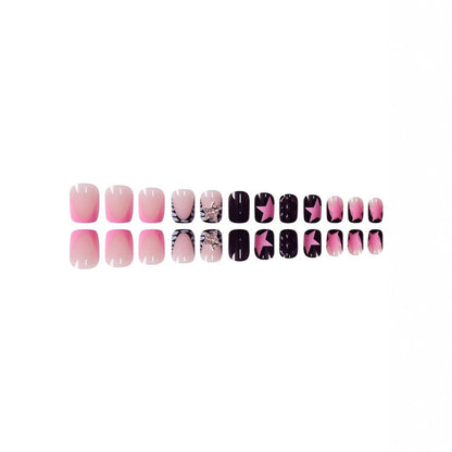 Artistic Press-On Nail Set with Star and Gem Accents Acalora