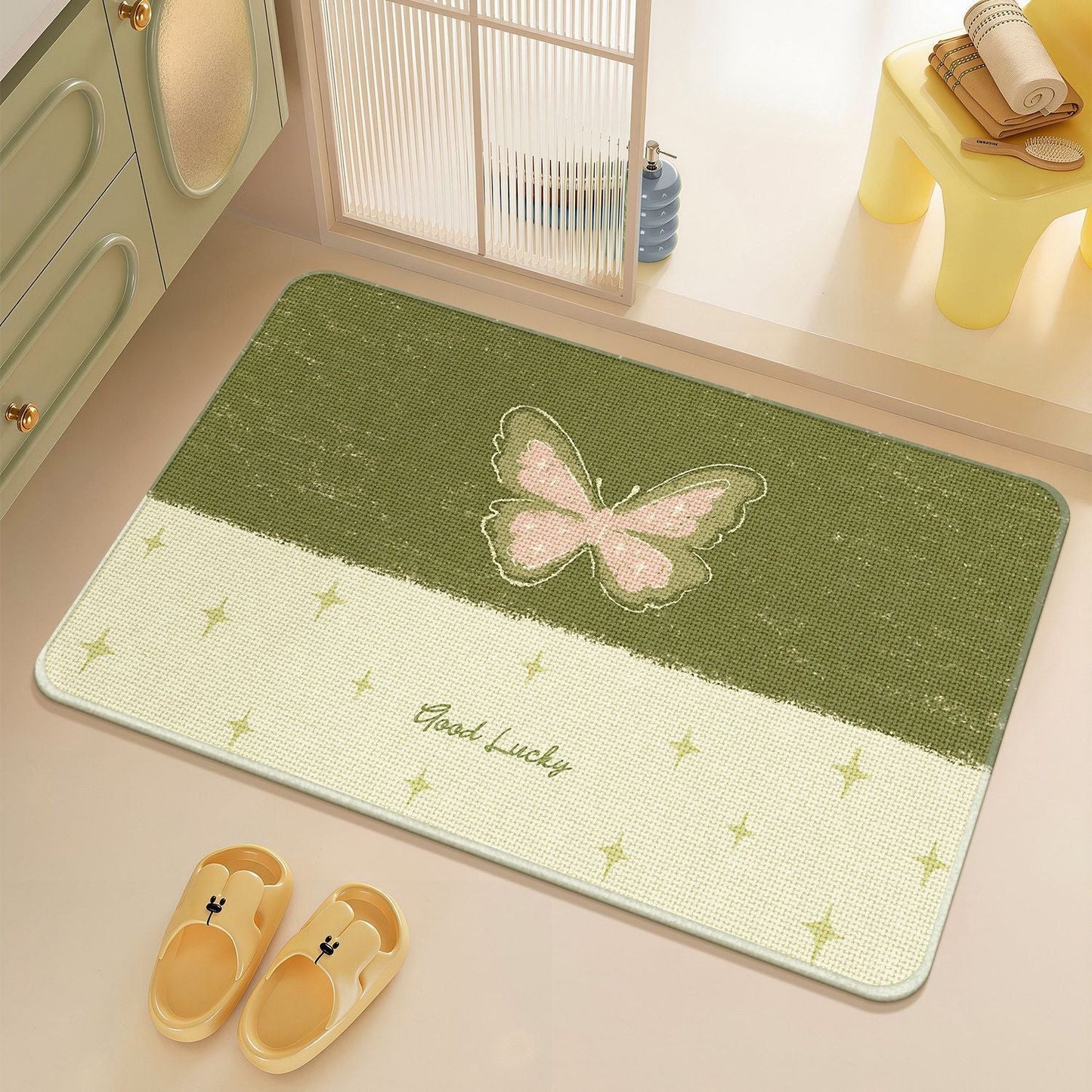 Floral Themed Bathroom Rug