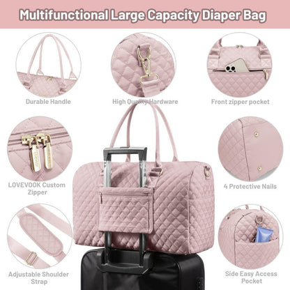 Sophisticated Quilted Travel Tote Set Acalora