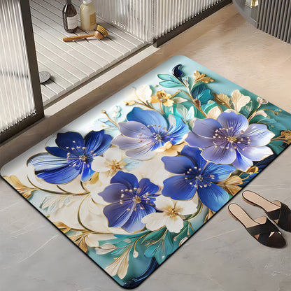 Floral-Themed Plush Bath Mat