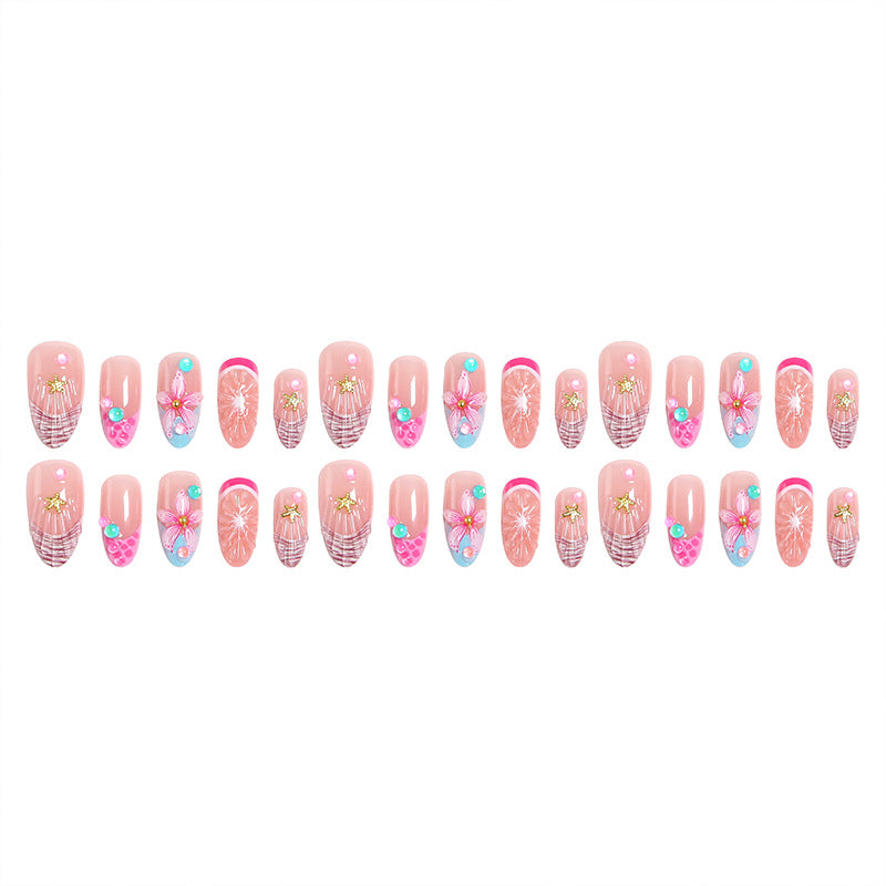 Art nail set with colorful blooming 3D applications Acalora