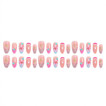 Art nail set with colorful blooming 3D applications Acalora