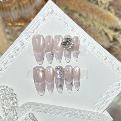 Glamorous Stiletto Press-On Nail Set with Crystal Embellishments Acalora