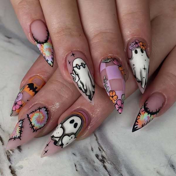 Artistic Halloween-Themed Nail Set Acalora