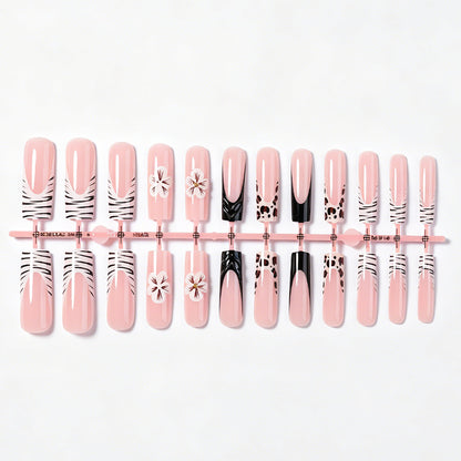 Artistic Nail Art Press-On Set with Floral and Animal Patterns Acalora