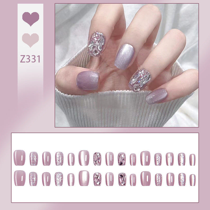 Artificial nail set with glitter and metallic effects Acalora