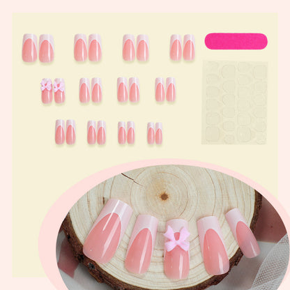 Decorative Press-On Nail Set with Elegant Bows Acalora