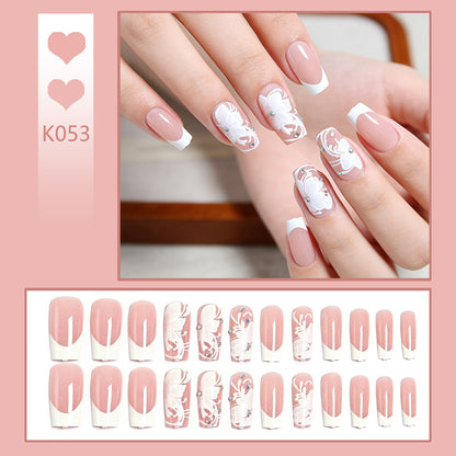 Artificial nail set with delicate flower and glitter decoration Acalora