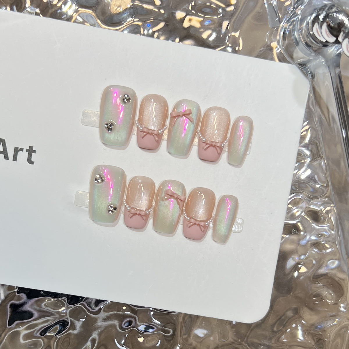 Elegant Stiletto Press-On Nail Set with Decorative Accents Acalora