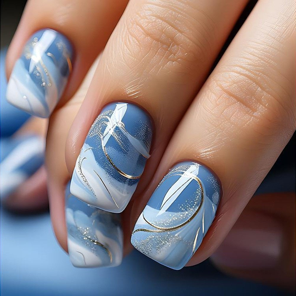 Artificial nails in elegant French tip design Acalora