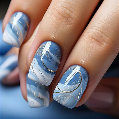 Artificial nails in elegant French tip design Acalora