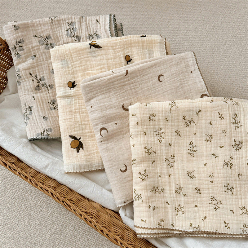 Women's Cozy Cotton Blanket with Floral Design Skanto