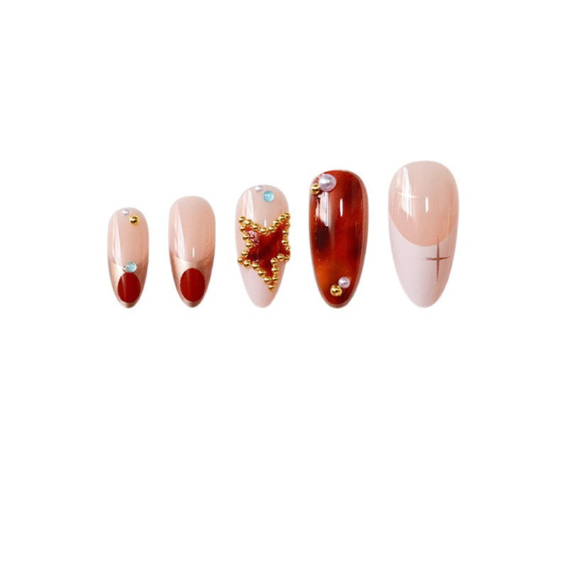 Decorative Stiletto Press-On Nails with Gemstone Accents Acalora