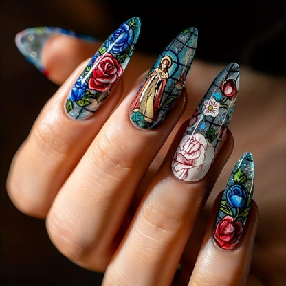 Artificial nails with romantic heart design and fine accents Acalora