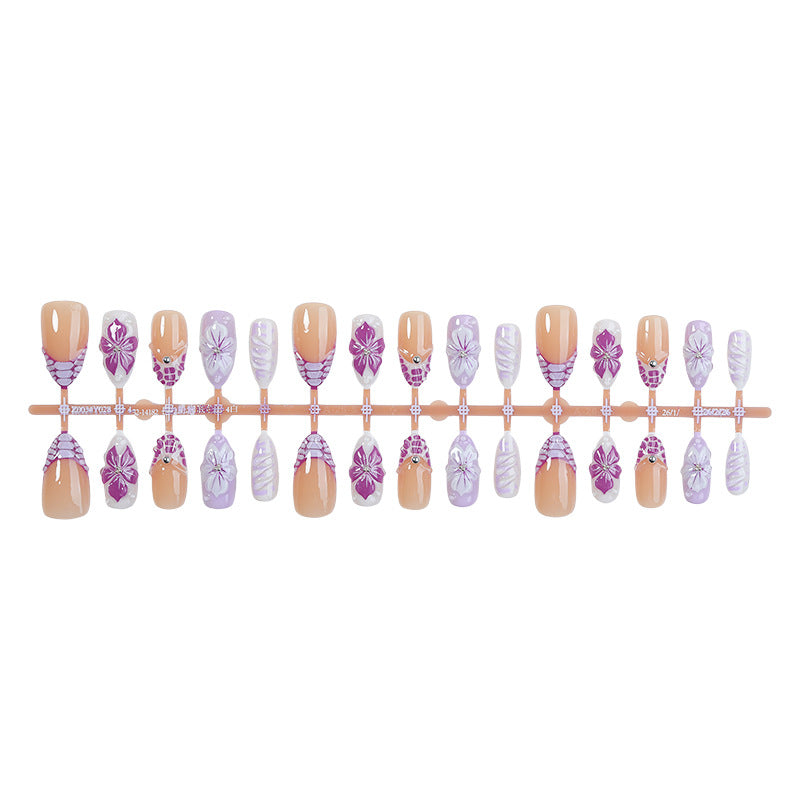 Elegant Floral Design Press-On Nails Set Acalora