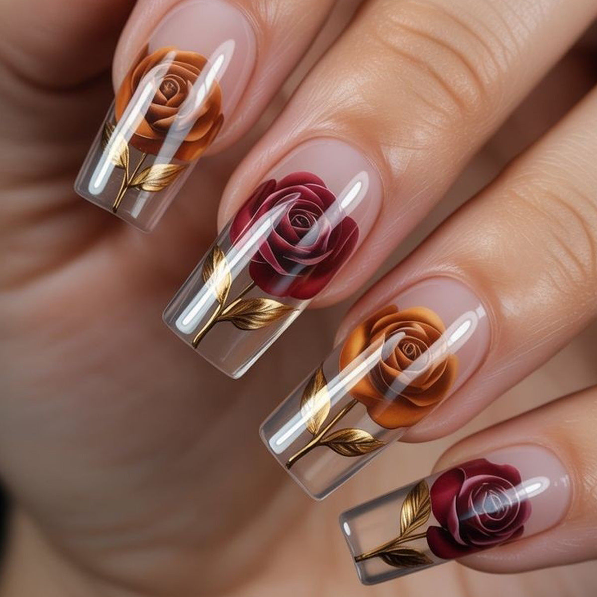 Artistic Rose-Design Nail Art Acalora