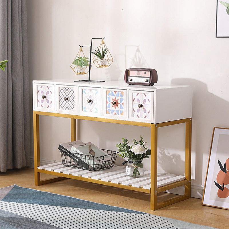 Rustic Wooden Console Table with Storage Acalora
