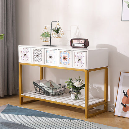 Rustic Wooden Console Table with Storage Acalora