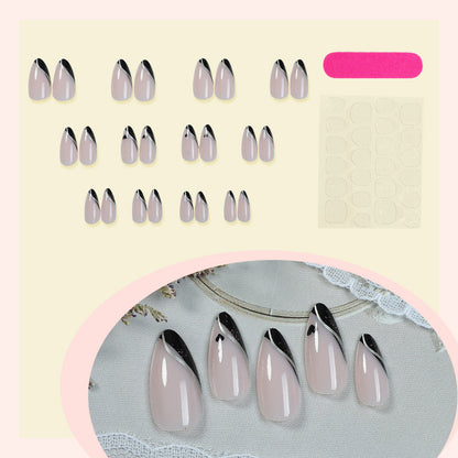 Premium Decorative Press-On Nail Set with Elegant French Design Acalora