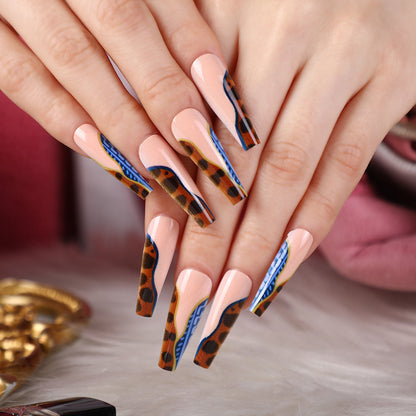 Creative leopard pattern press-on nails Acalora