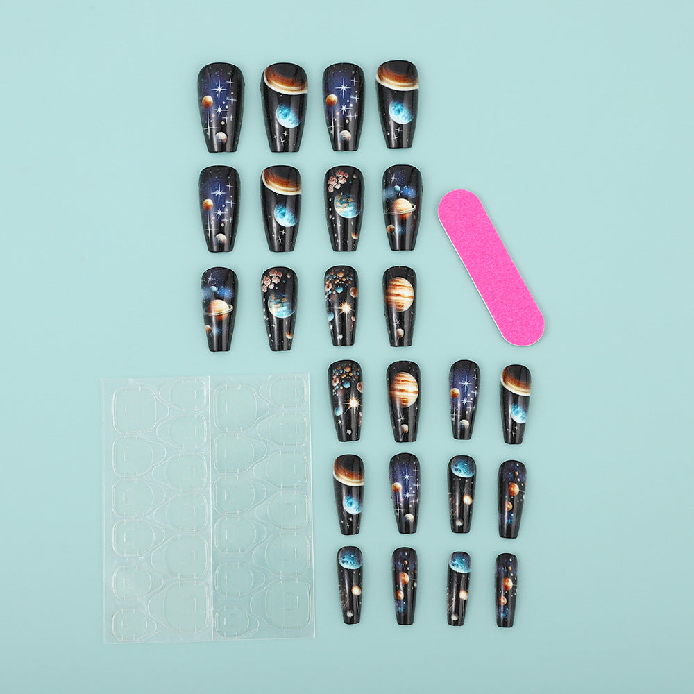 Artificial nails with galactic motifs Acalora