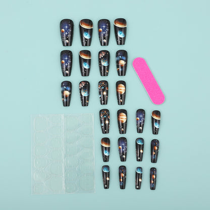Artificial nails with galactic motifs Acalora