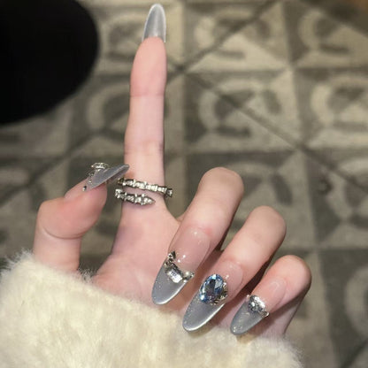 Decorative Stiletto Press-On Nails with Crystal Accents Acalora