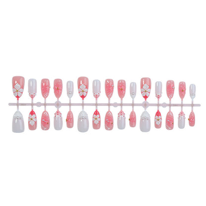 Artistic Floral Press-On Nail Set with 3D Accents Acalora