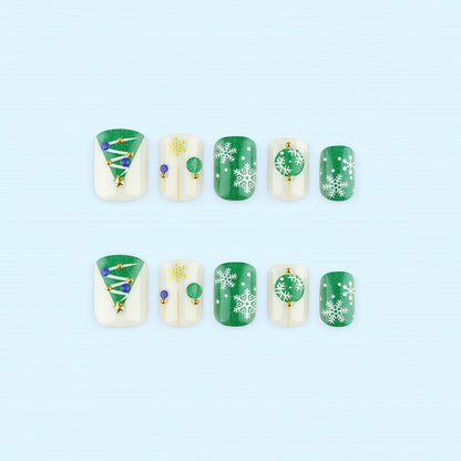 Artificial Nail Set with Festive Winter Design Acalora