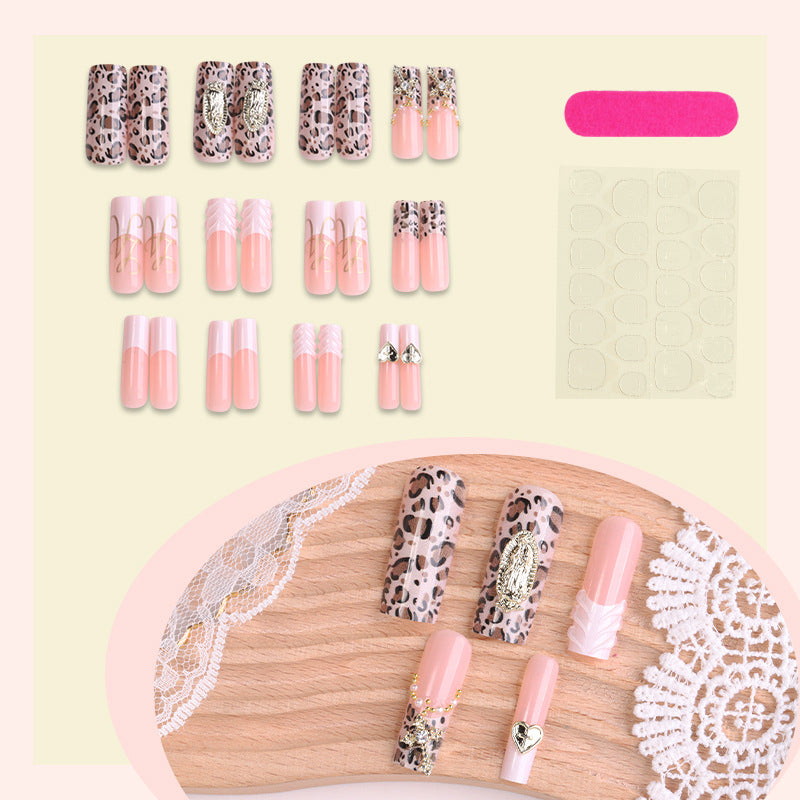 Premium Decorative Press-On Nail Art Set with Elegant Leopard Patterns Acalora