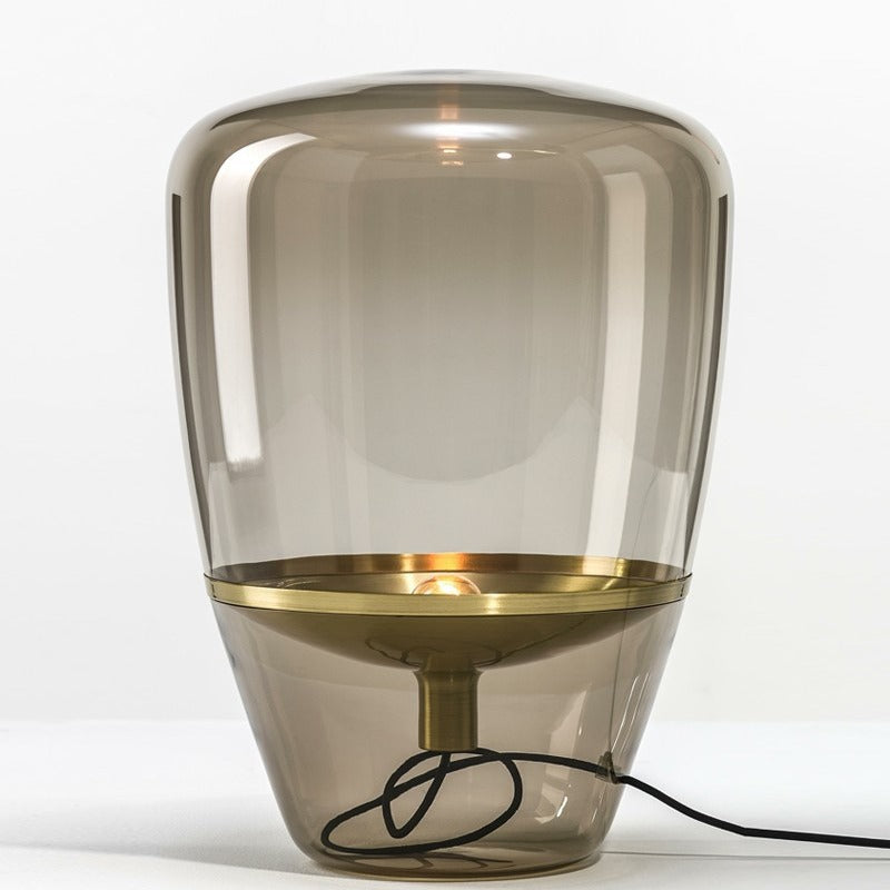 Contemporary Sculptural Glass Table Lamp with Gold Base