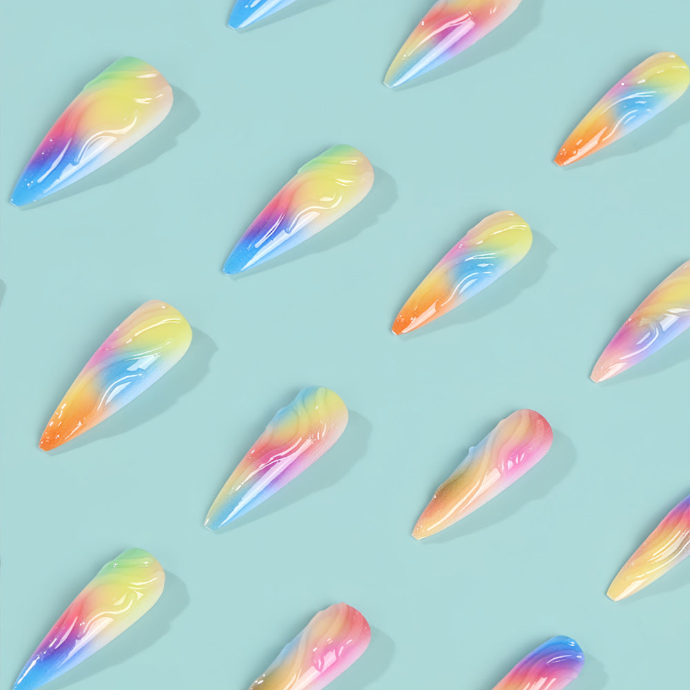 Gradient Color Artificial Nails Acalora