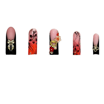 Decorative Floral Design Press-On Nails Acalora